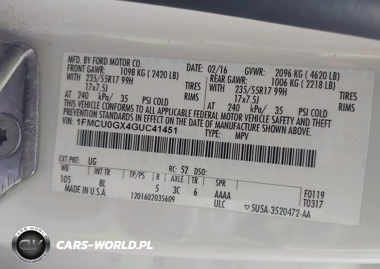 2016 Ford Escape Se VIN:1FMCU0GX4GUC41451 - 9