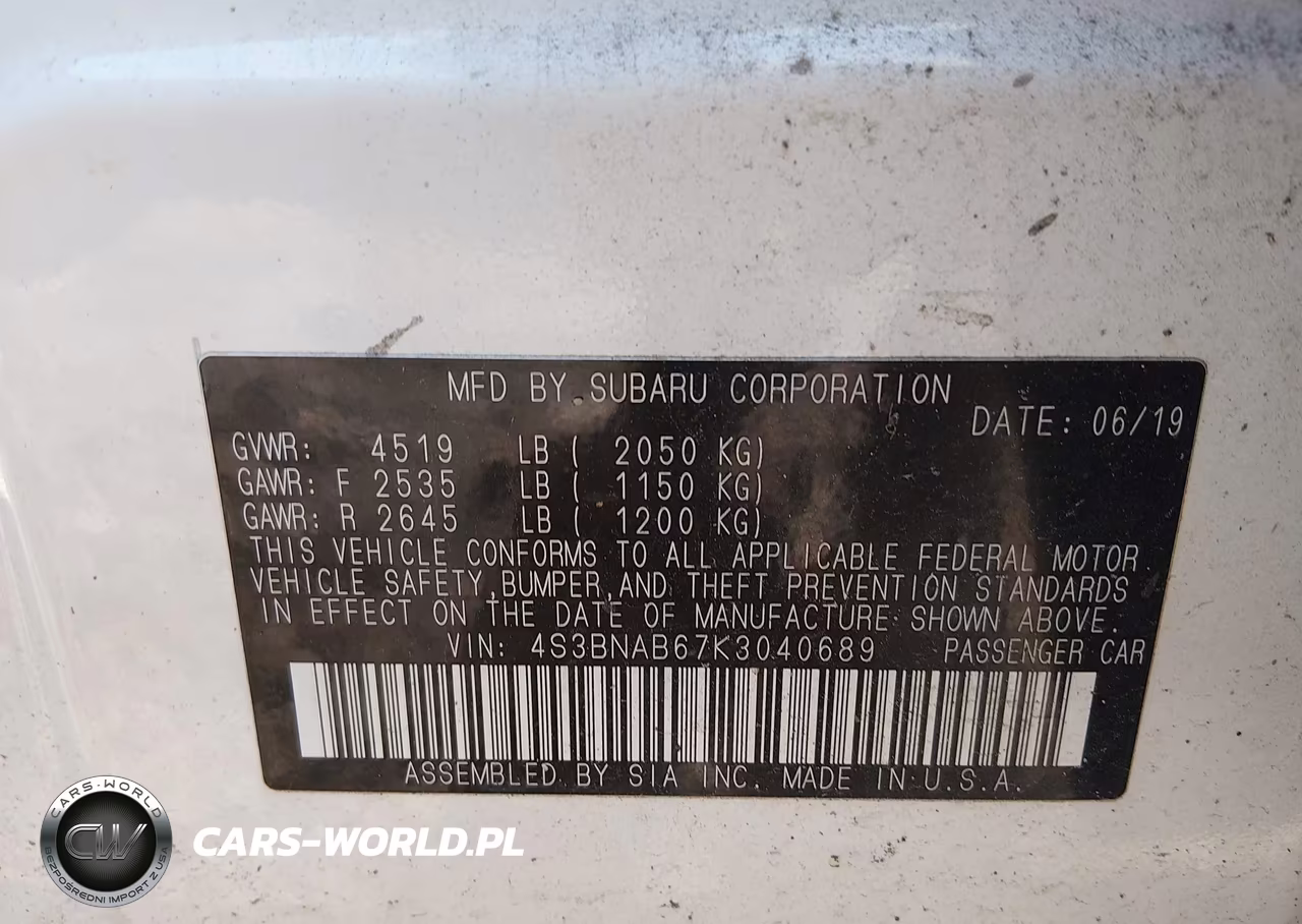 2019 Subaru Legacy 2.5I VIN:4S3BNAB67K3040689 - 9