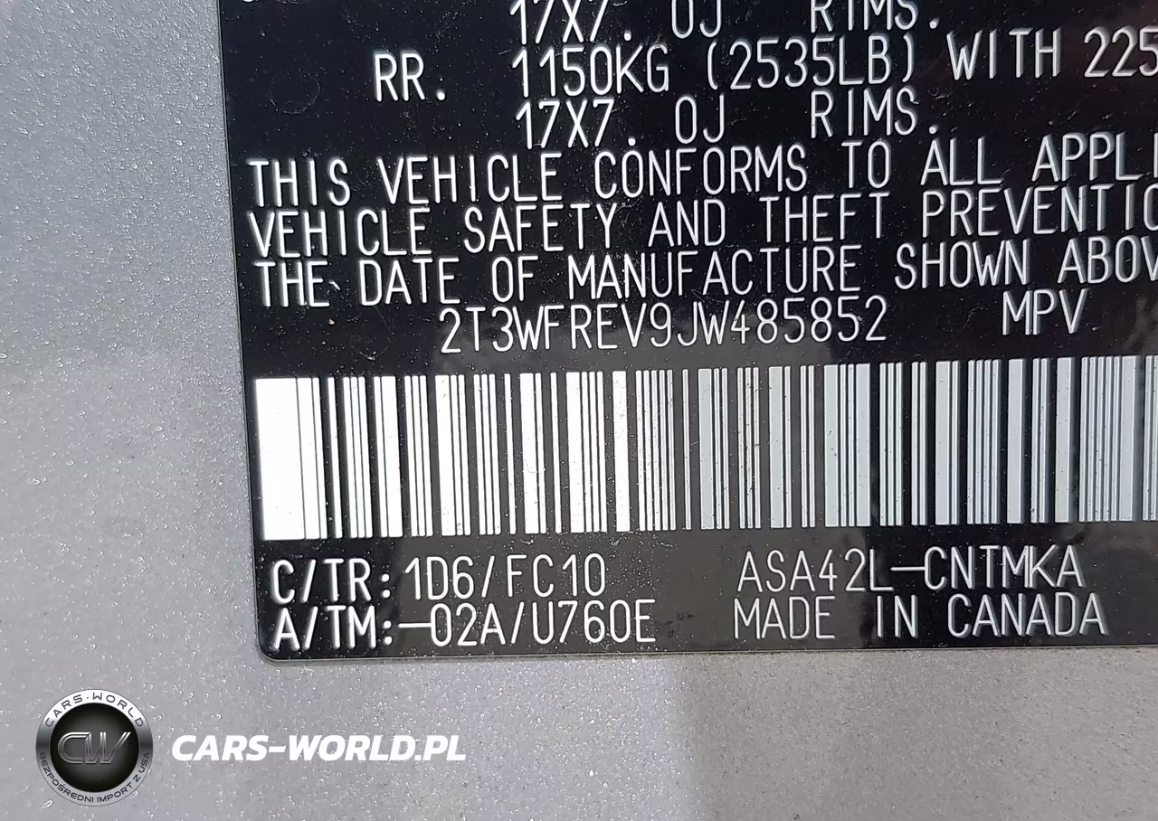 2018 Toyota Rav4 Xle VIN:2T3WFREV9JW485852 - 9