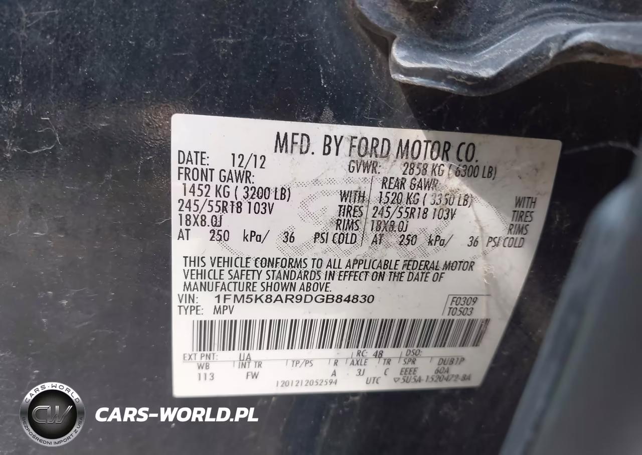 2013 Ford Utility Police Interceptor VIN:1FM5K8AR9DGB84830 - 9