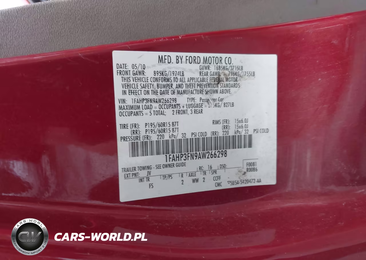 2010 Ford Focus Se VIN:1FAHP3FN9AW266298 - 9