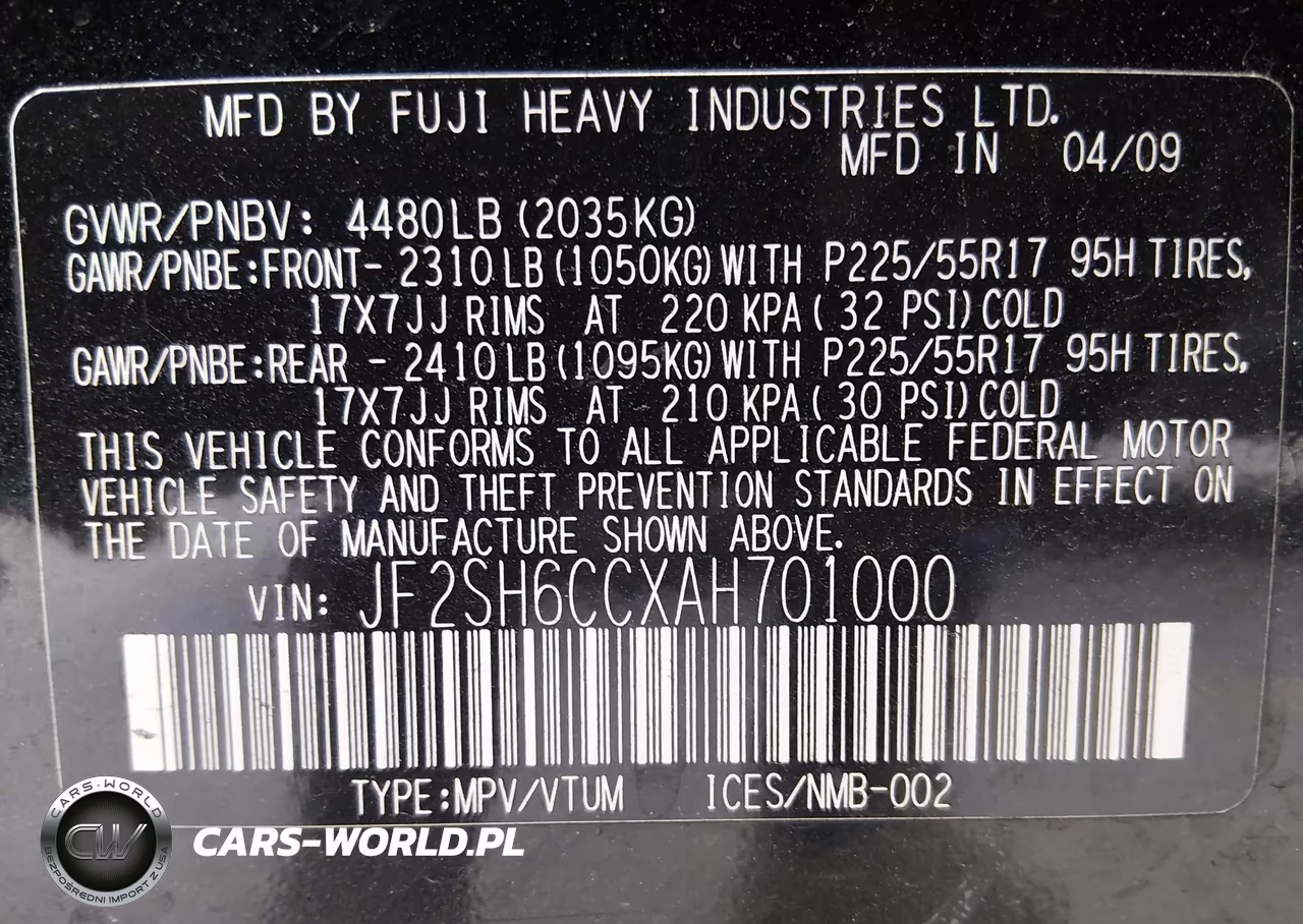 2010 Subaru Forester 2.5X Premium VIN:JF2SH6CCXAH701000 - 9