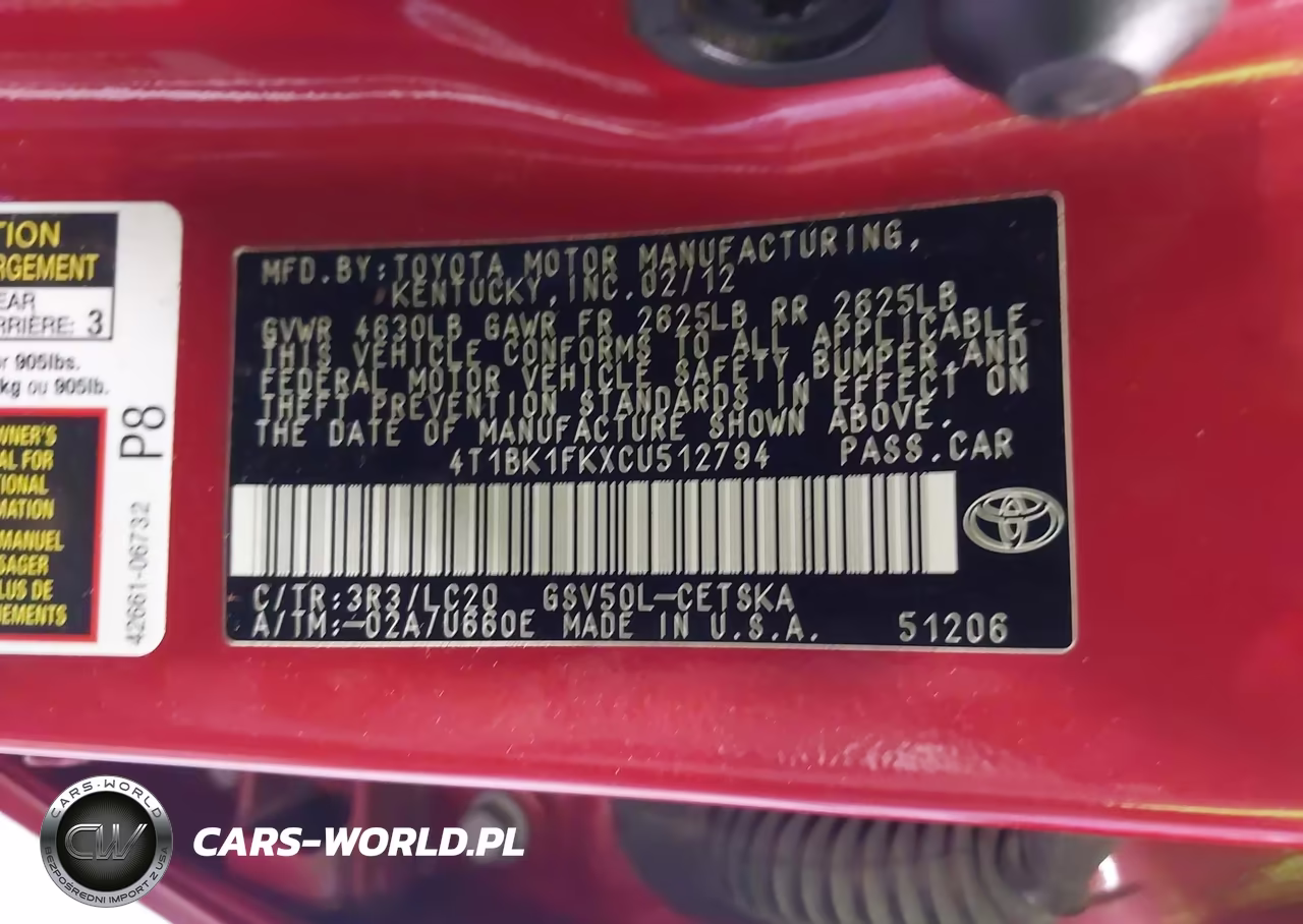 2012 Toyota Camry Se V6 VIN:4T1BK1FKXCU512794 - 9