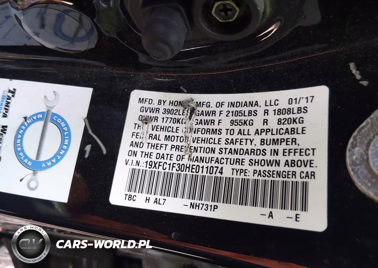 2017 Honda Civic Ex-T VIN:19XFC1F30HE011074 - 9