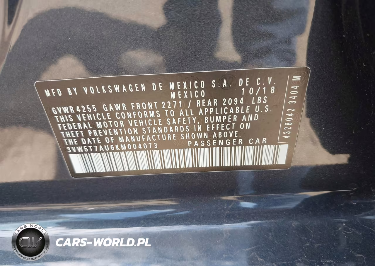 2019 Volkswagen Golf Gti 2.0T Autobahn-2.0T Rabbit Edition-2.0T S-2.0T Se VIN:3VW5T7AU6KM004073 - 9