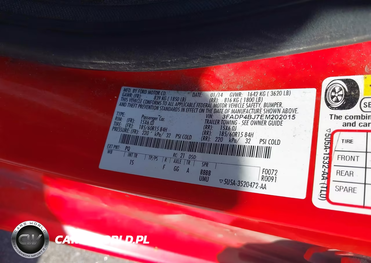 2014 Ford Fiesta Se VIN:3FADP4BJ7EM202015 - 9