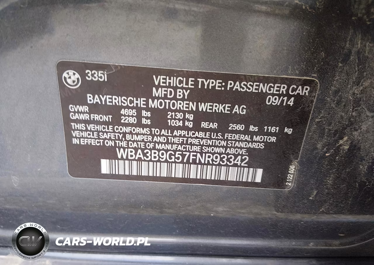 2015 BMW 335I xDrive VIN:WBA3B9G57FNR93342 - 9
