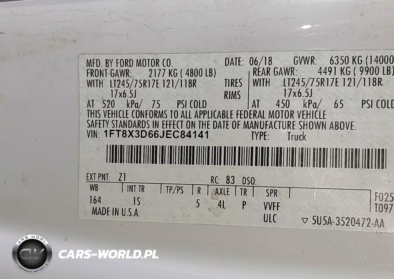 2018 Ford F-350 Xl VIN:1FT8X3D66JEC84141 - 9