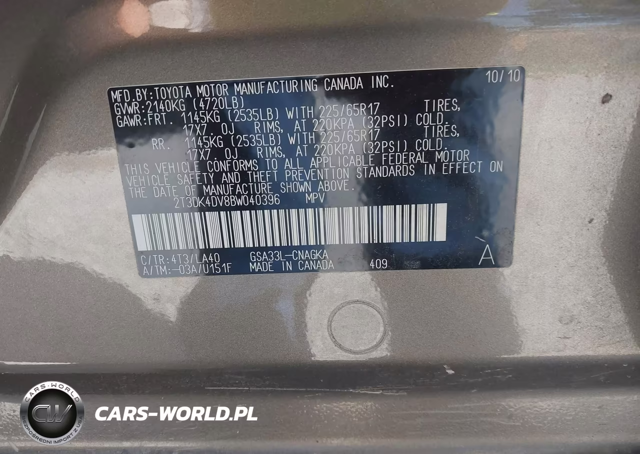 2011 Toyota Rav4 Limited V6 VIN:2T3DK4DV8BW040396 - 9