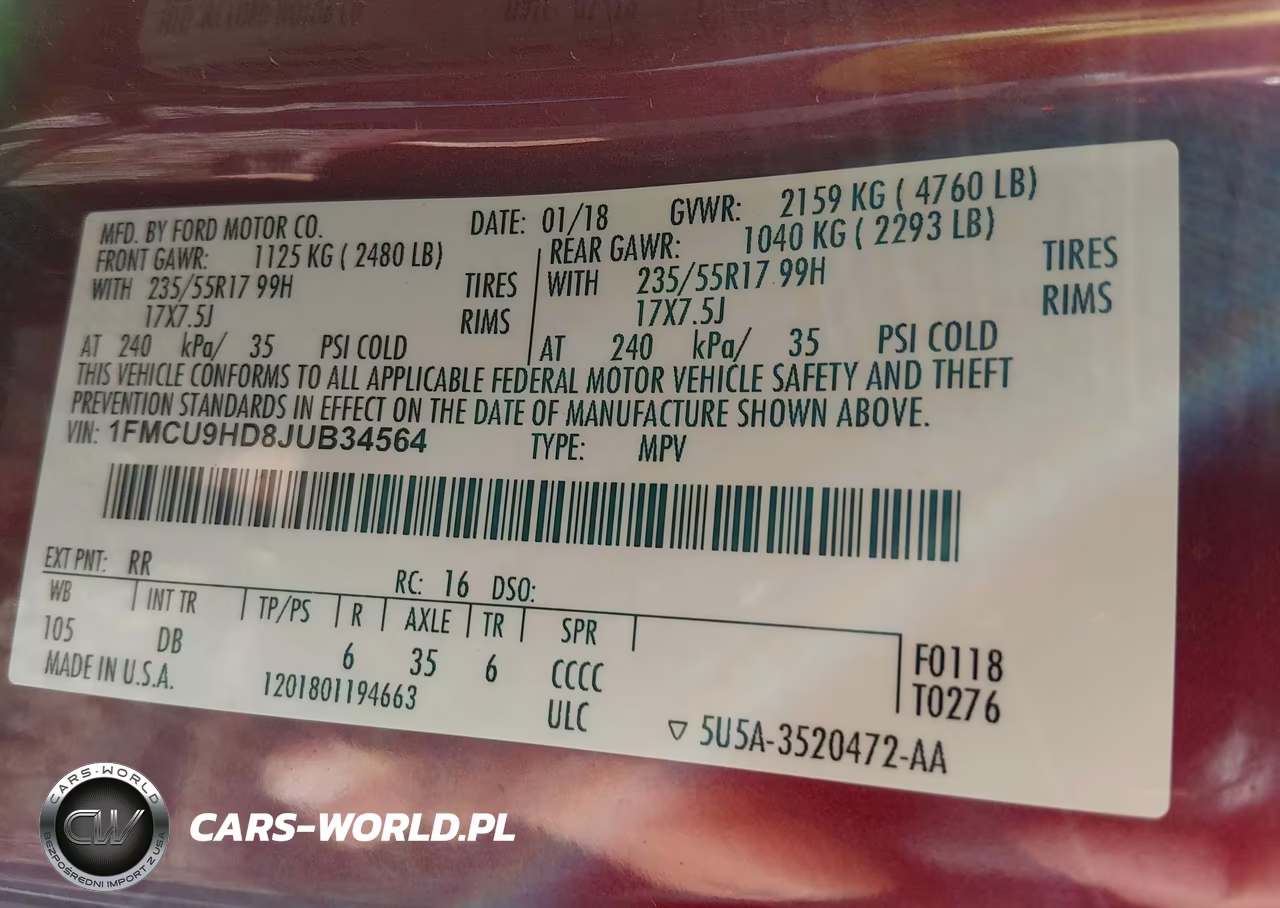 2018 Ford Escape Sel VIN:1FMCU9HD8JUB34564 - 9