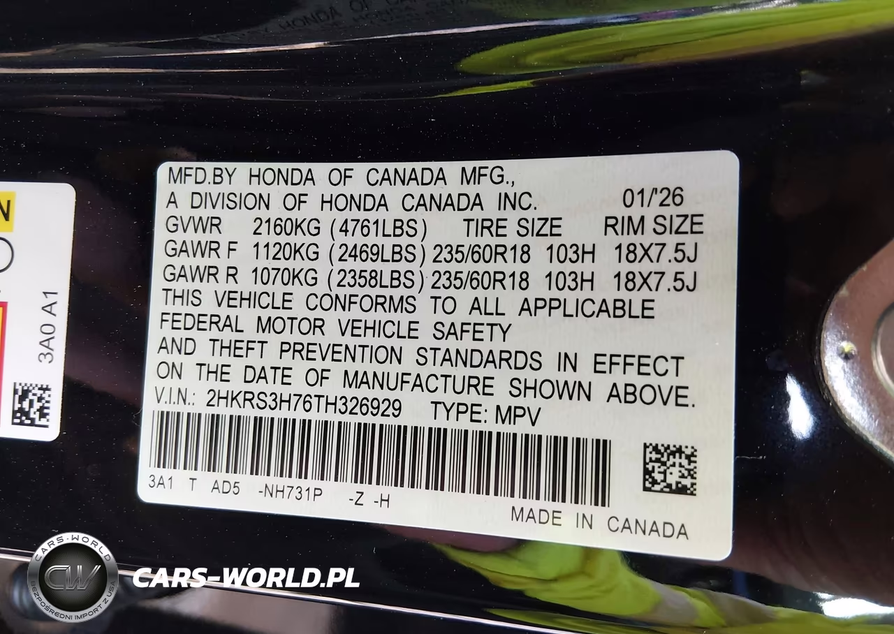 2026 Honda Cr-V Ex-L 2Wd VIN:2HKRS3H76TH326929 - 9