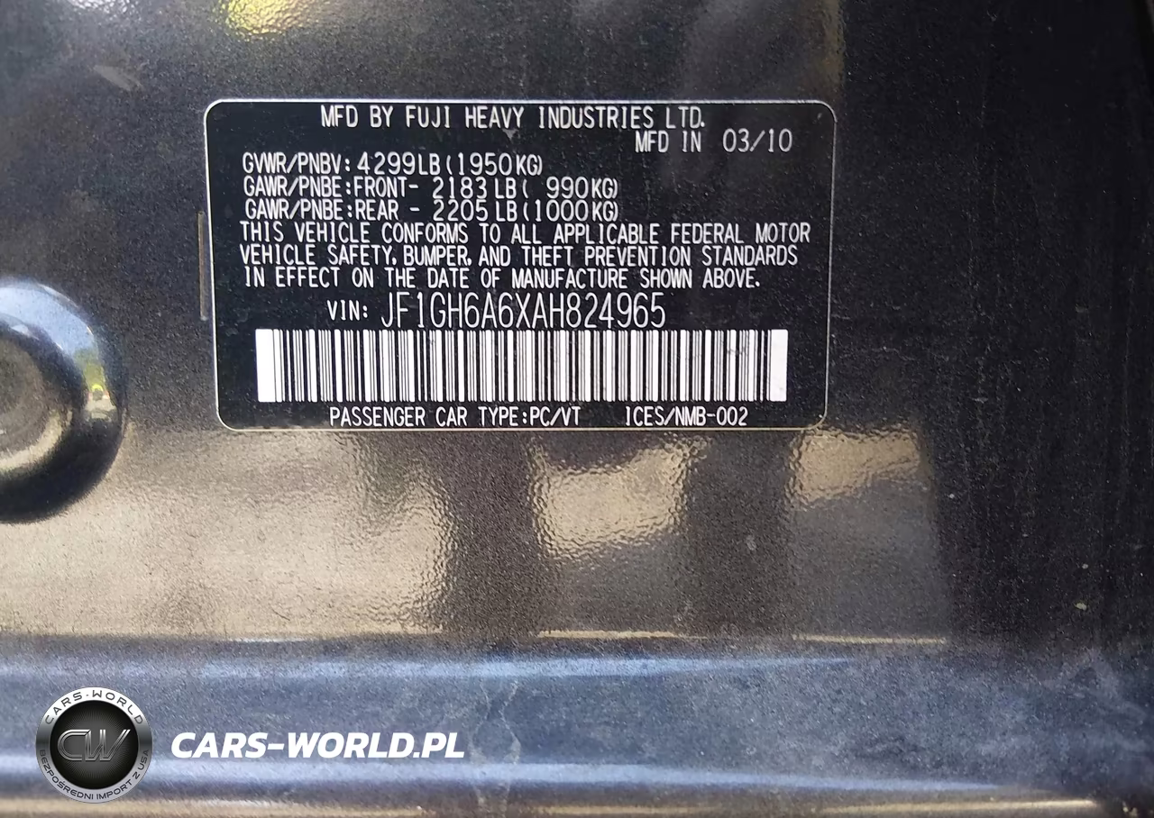 2010 Subaru Impreza 2.5I VIN:JF1GH6A6XAH824965 - 9