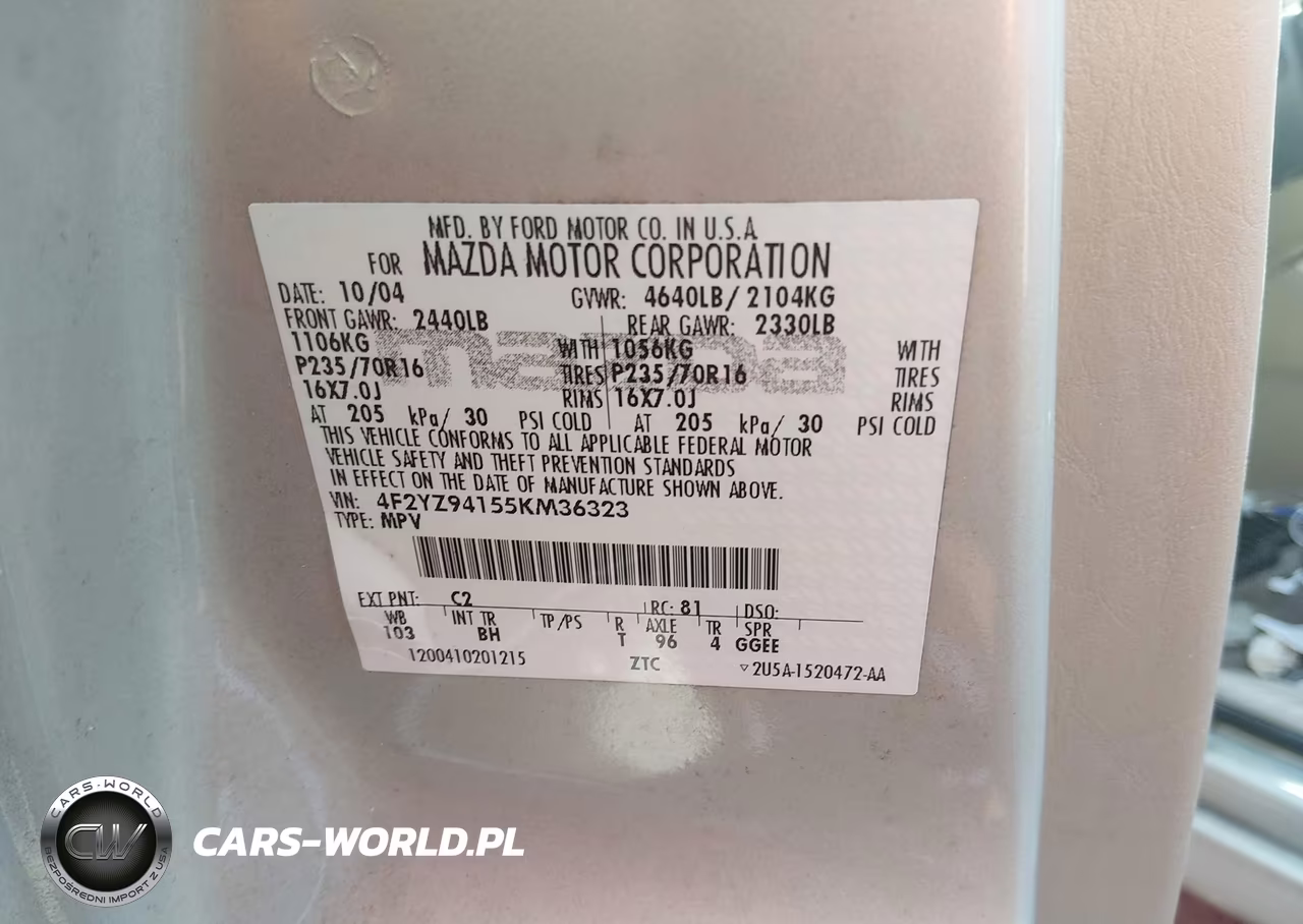 2005 Mazda Tribute S VIN:4F2YZ94155KM36323 - 9