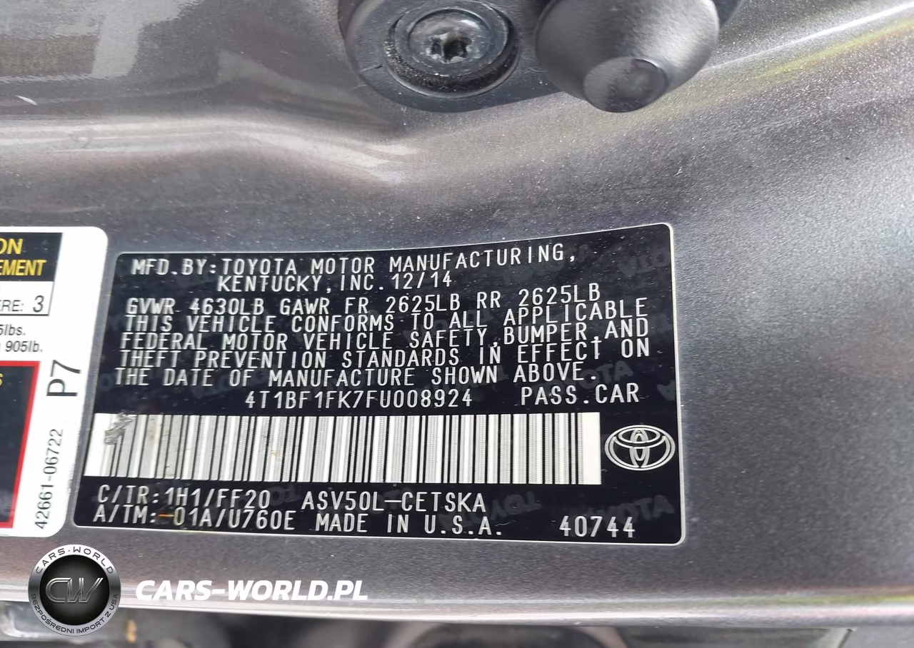 2015 Toyota Camry Se VIN:4T1BF1FK7FU008924 - 9