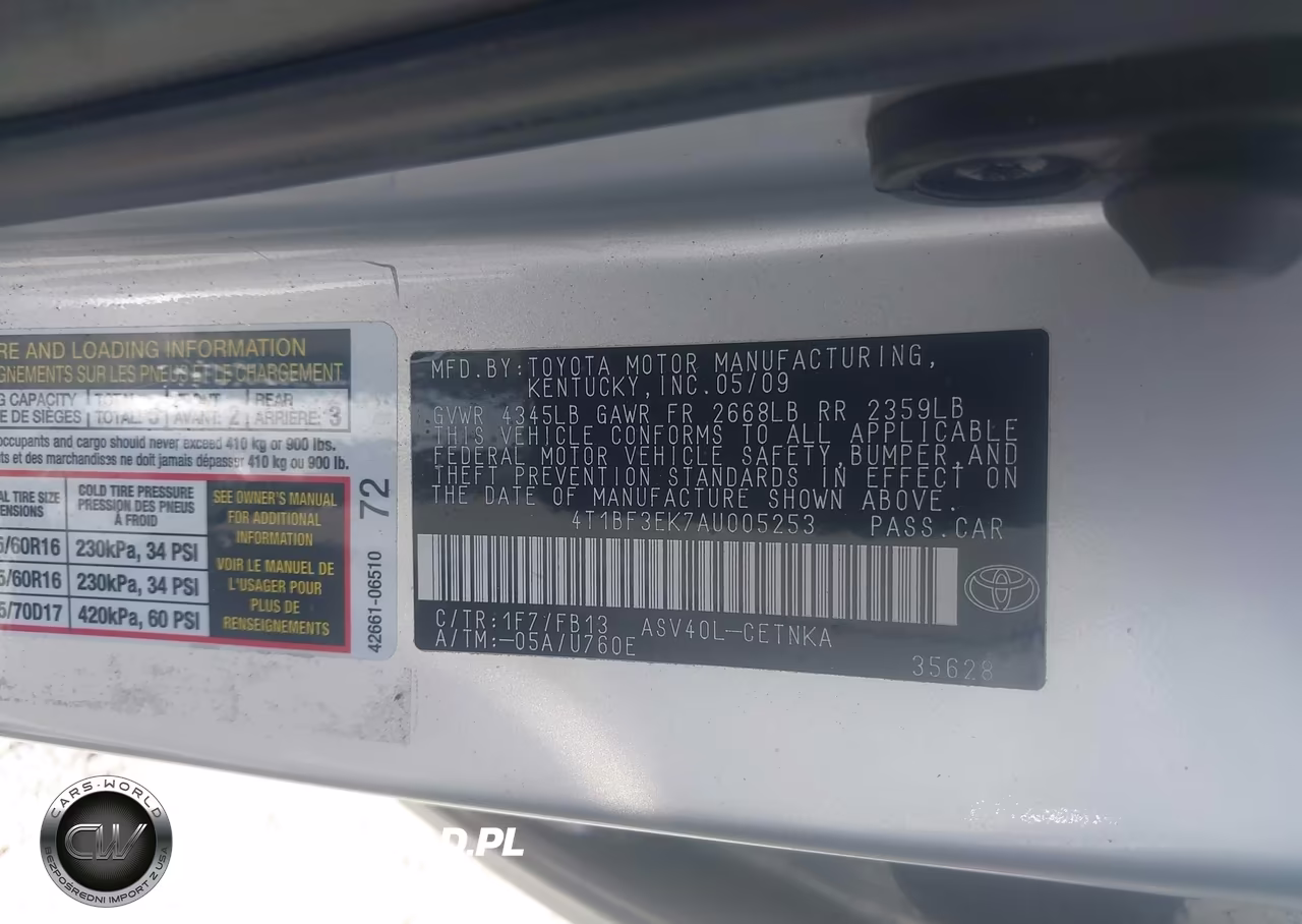 2010 Toyota Camry Le VIN:4T1BF3EK7AU005253 - 9