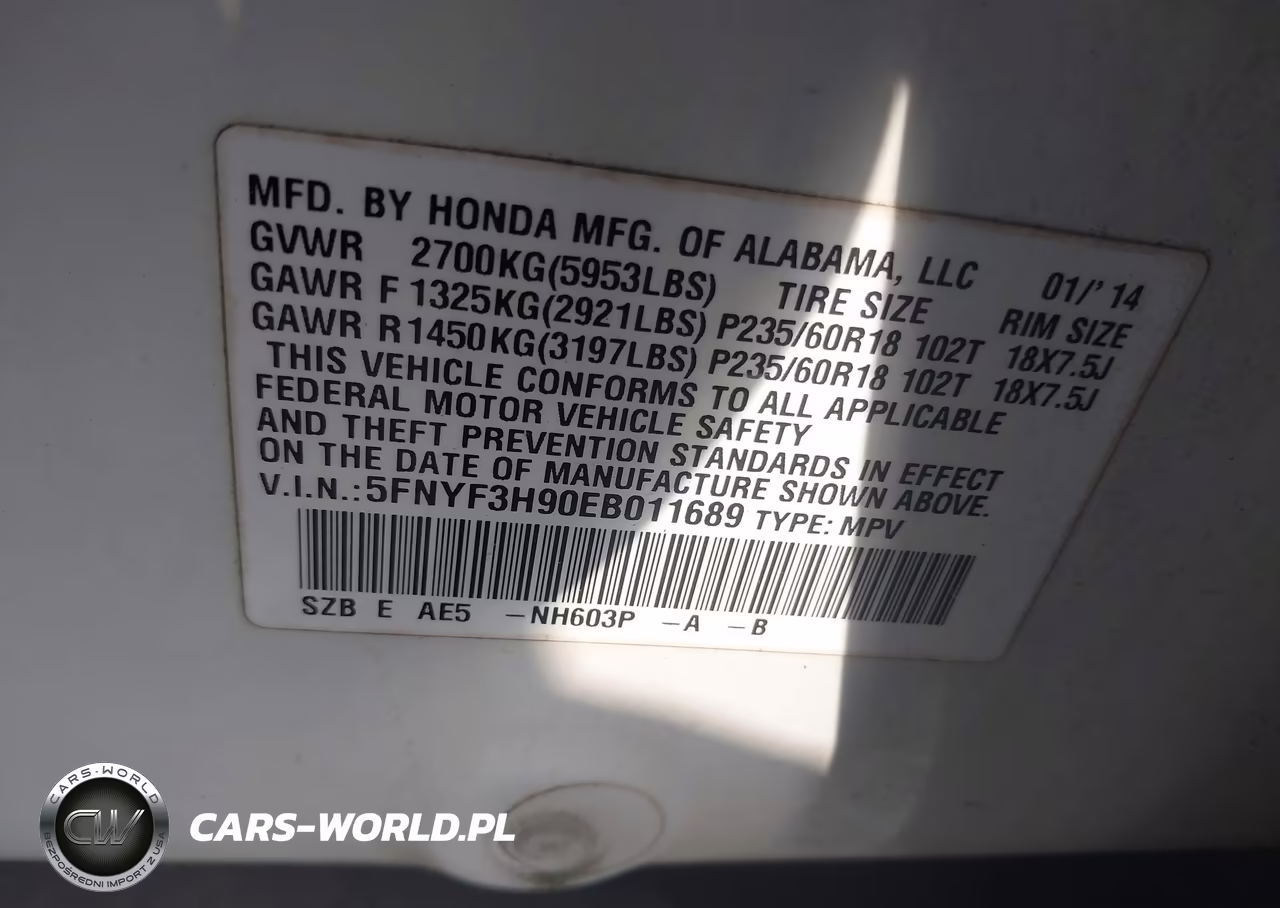 2014 Honda Pilot Touring VIN:5FNYF3H90EB011689 - 9