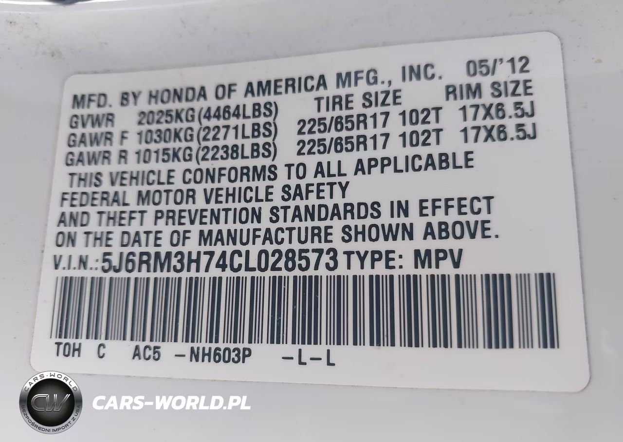 2012 Honda Cr-V Ex-L VIN:5J6RM3H74CL028573 - 9