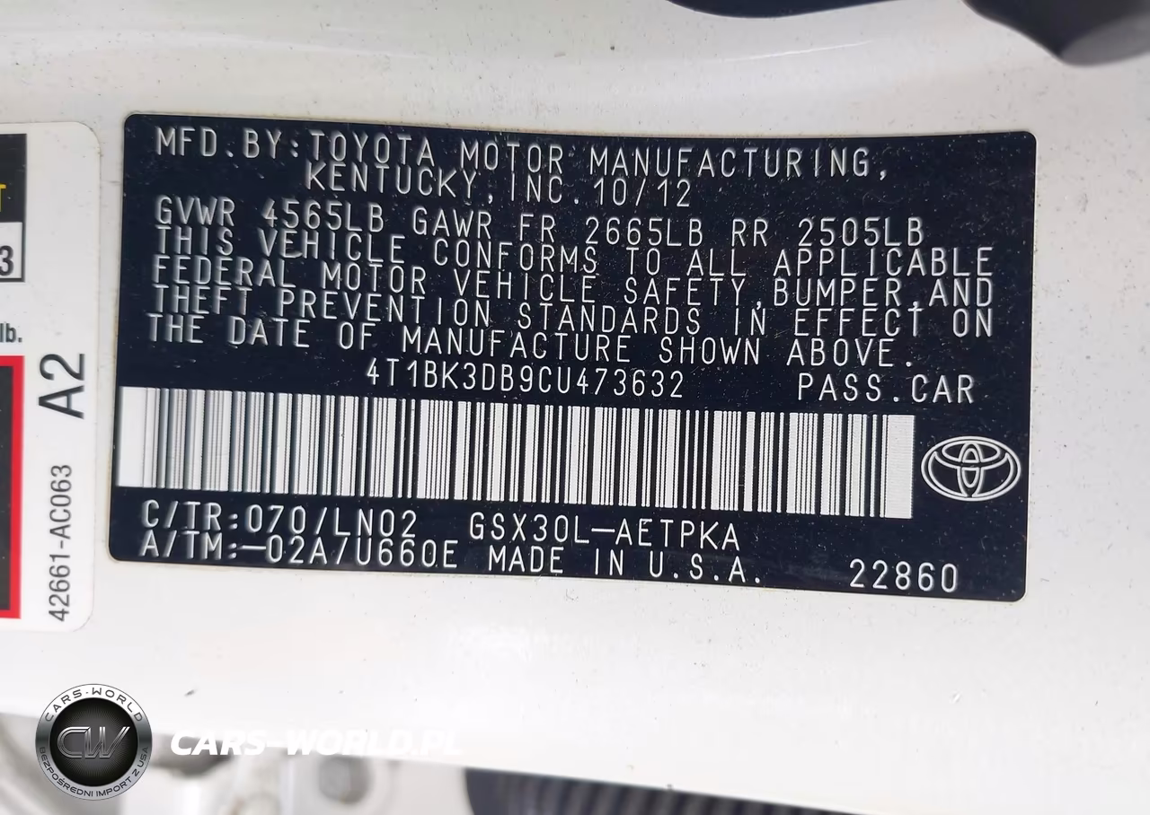 2012 Toyota Avalon Limited VIN:4T1BK3DB9CU473632 - 9