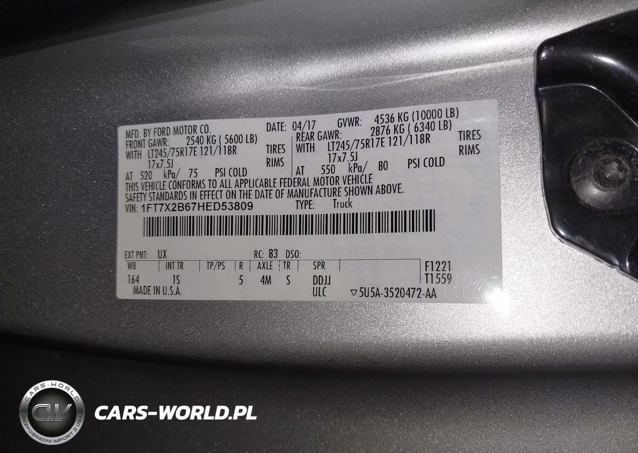 2017 Ford F-250 Xl VIN:1FT7X2B67HED53809 - 9
