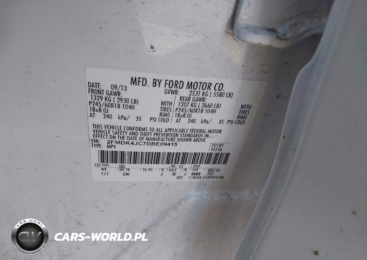 2013 Ford Edge Sel VIN:2FMDK4JC7DBE09415 - 9
