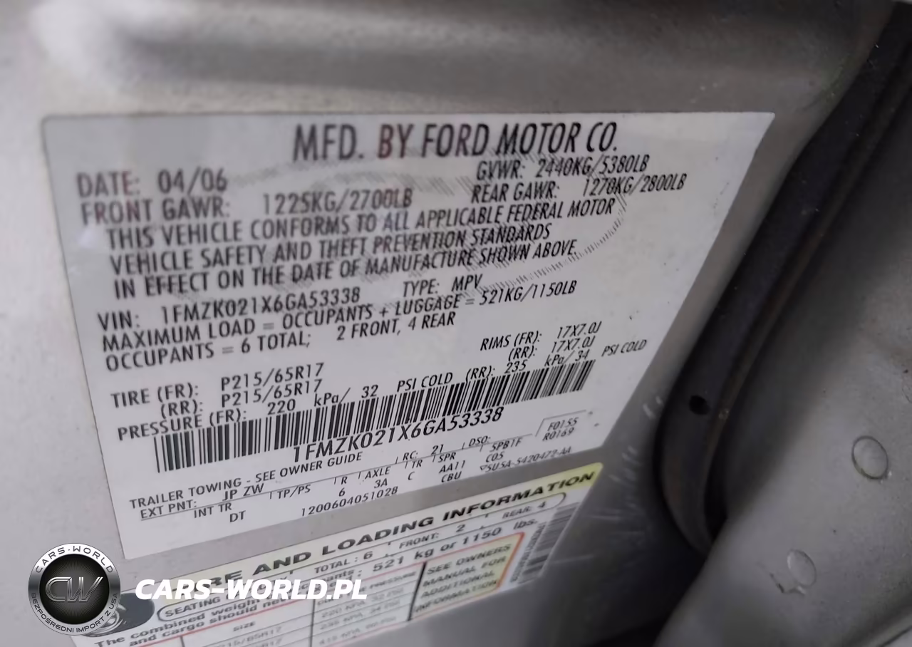 2006 Ford Freestyle Sel VIN:1FMZK021X6GA53338 - 9