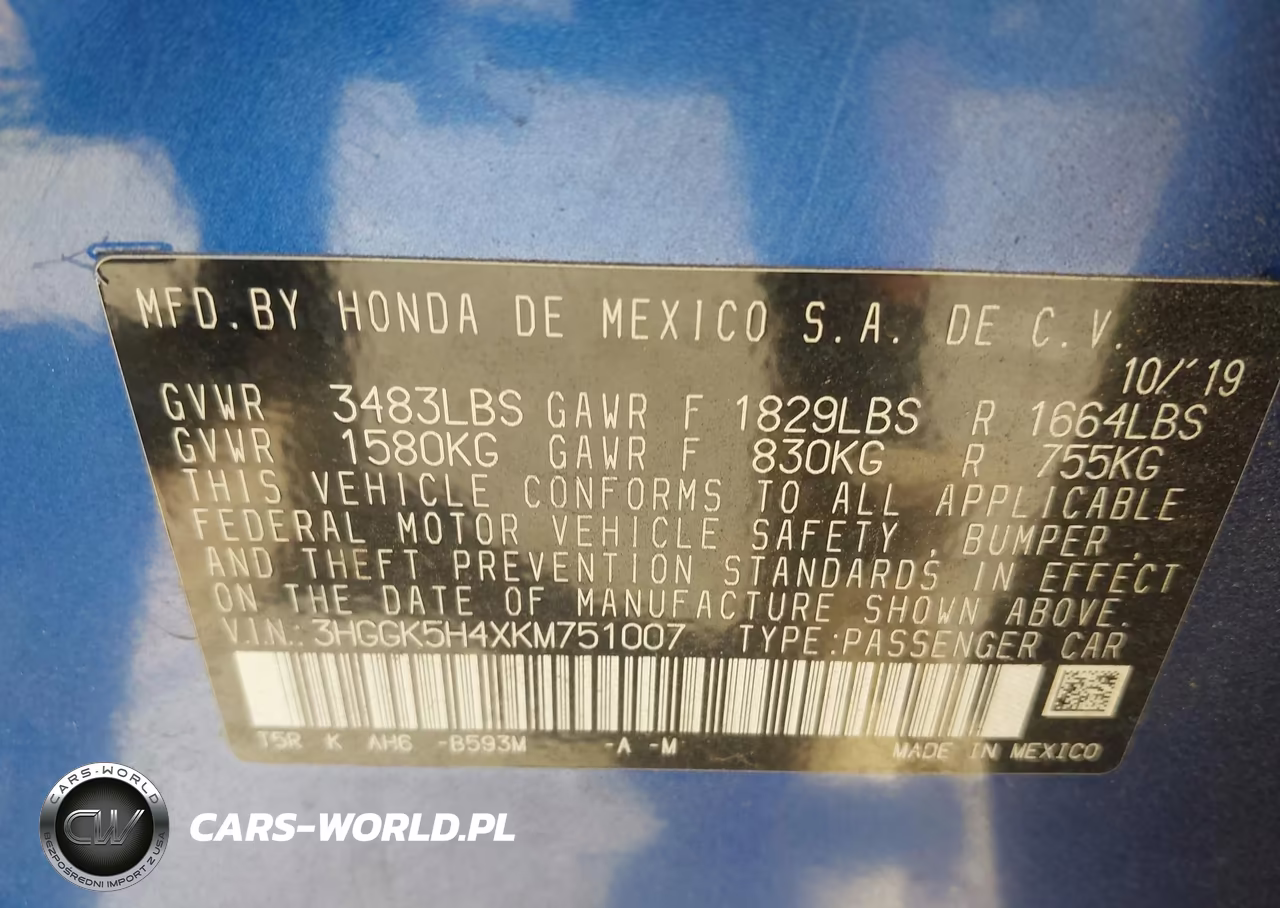 2019 Honda Fit Lx VIN:3HGGK5H4XKM751007 - 9