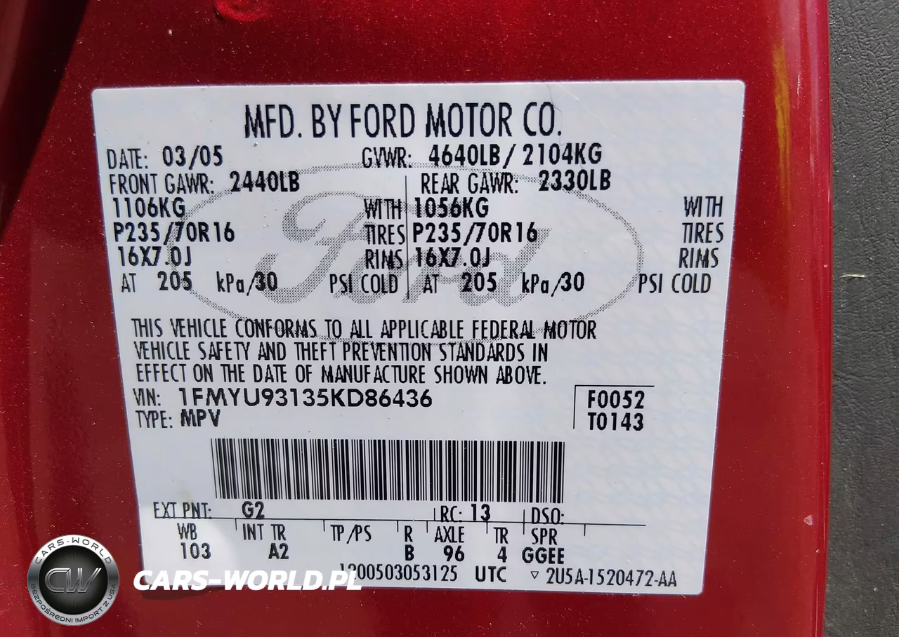 2005 Ford Escape Xlt VIN:1FMYU93135KD86436 - 9