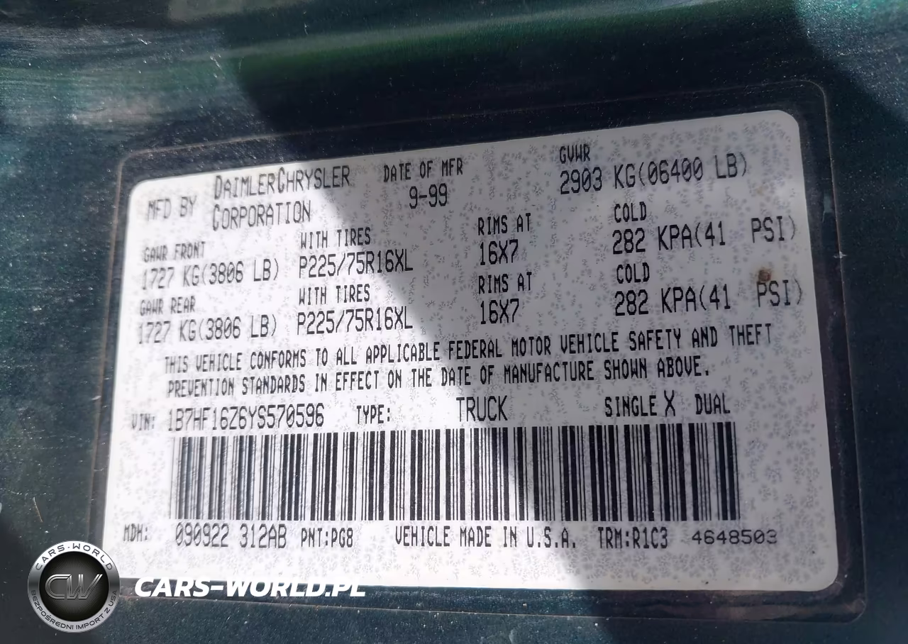 2000 Dodge Ram 1500 St VIN:1B7HF16Z6YS570596 - 9