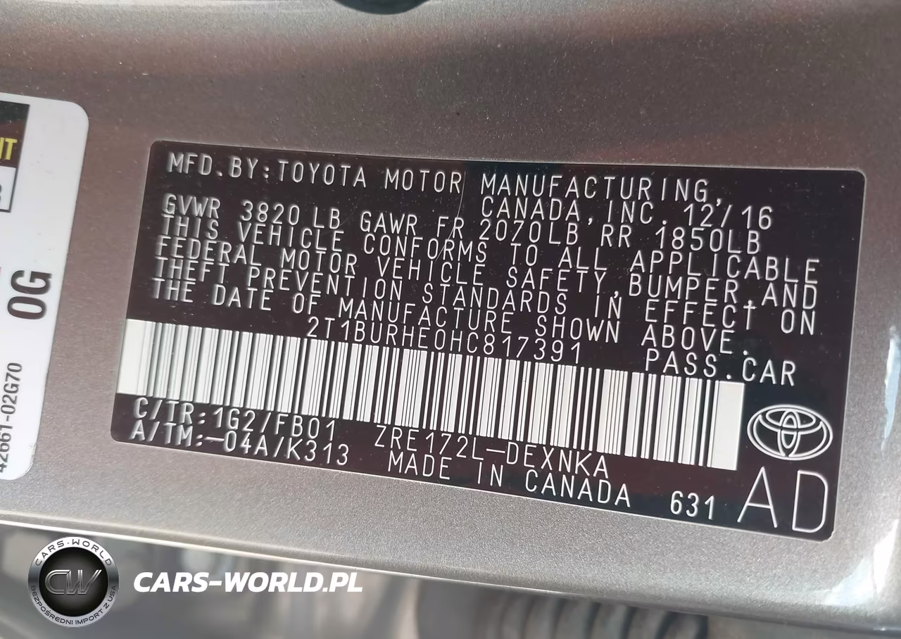 2017 Toyota Corolla Le VIN:2T1BURHE0HC817391 - 9