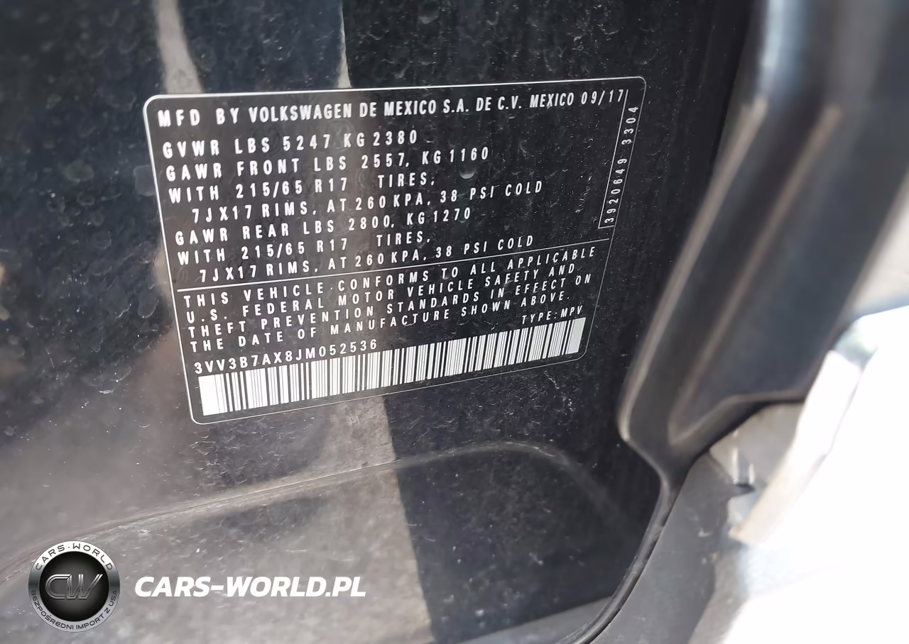 2018 Volkswagen Tiguan 2.0T Se-2.0T Sel VIN:3VV3B7AX8JM052536 - 9