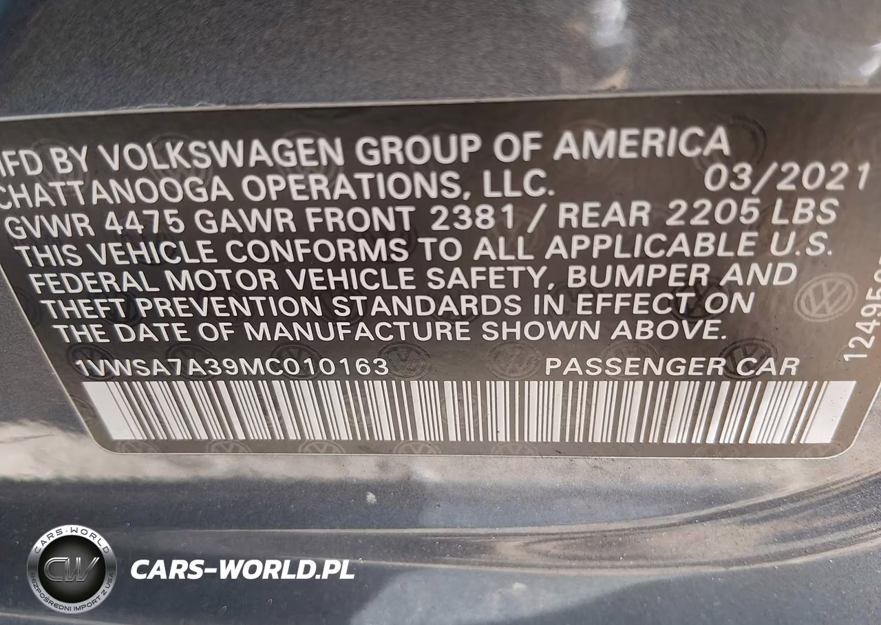 2021 Volkswagen Passat 2.0T Se VIN:1VWSA7A39MC010163 - 9