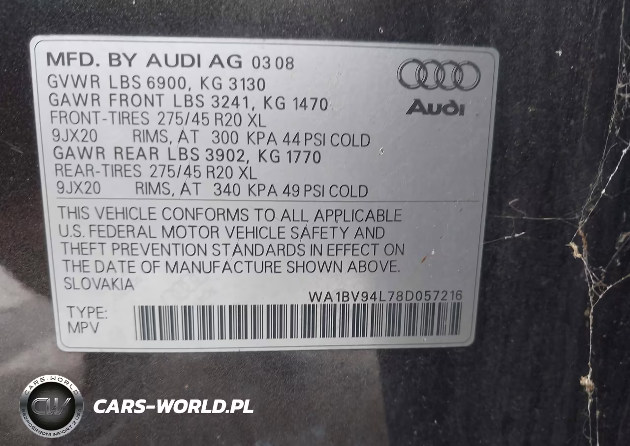 2008 Audi Q7 4.2 Premium VIN:WA1BV94L78D057216 - 9