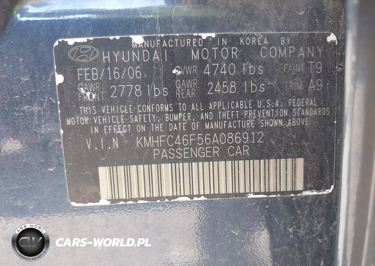 2006 Hyundai Azera Limited-Se VIN:KMHFC46F56A086912 - 9