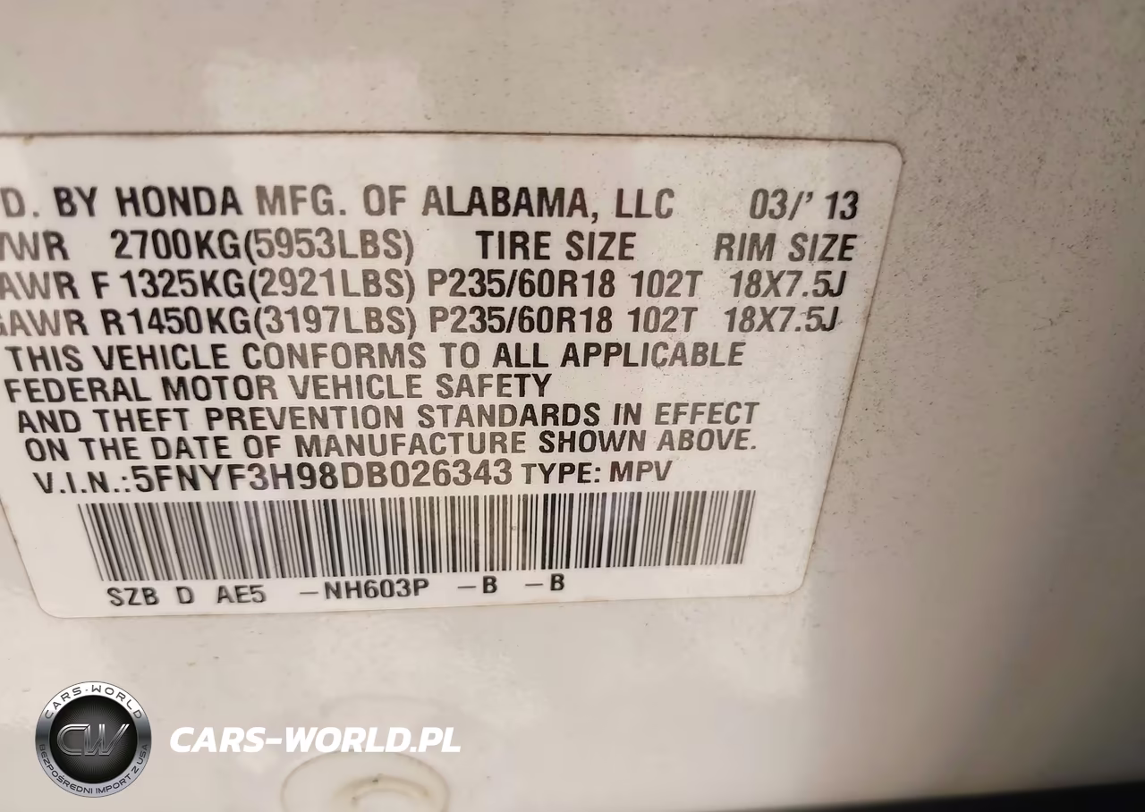 2013 Honda Pilot Touring VIN:5FNYF3H98DB026343 - 9