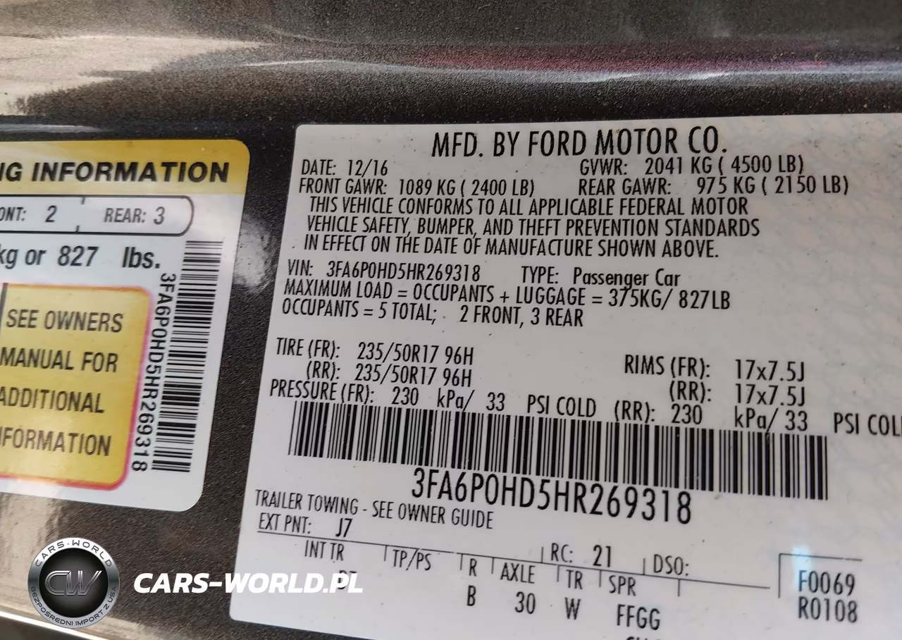 2017 Ford Fusion Se VIN:3FA6P0HD5HR269318 - 9