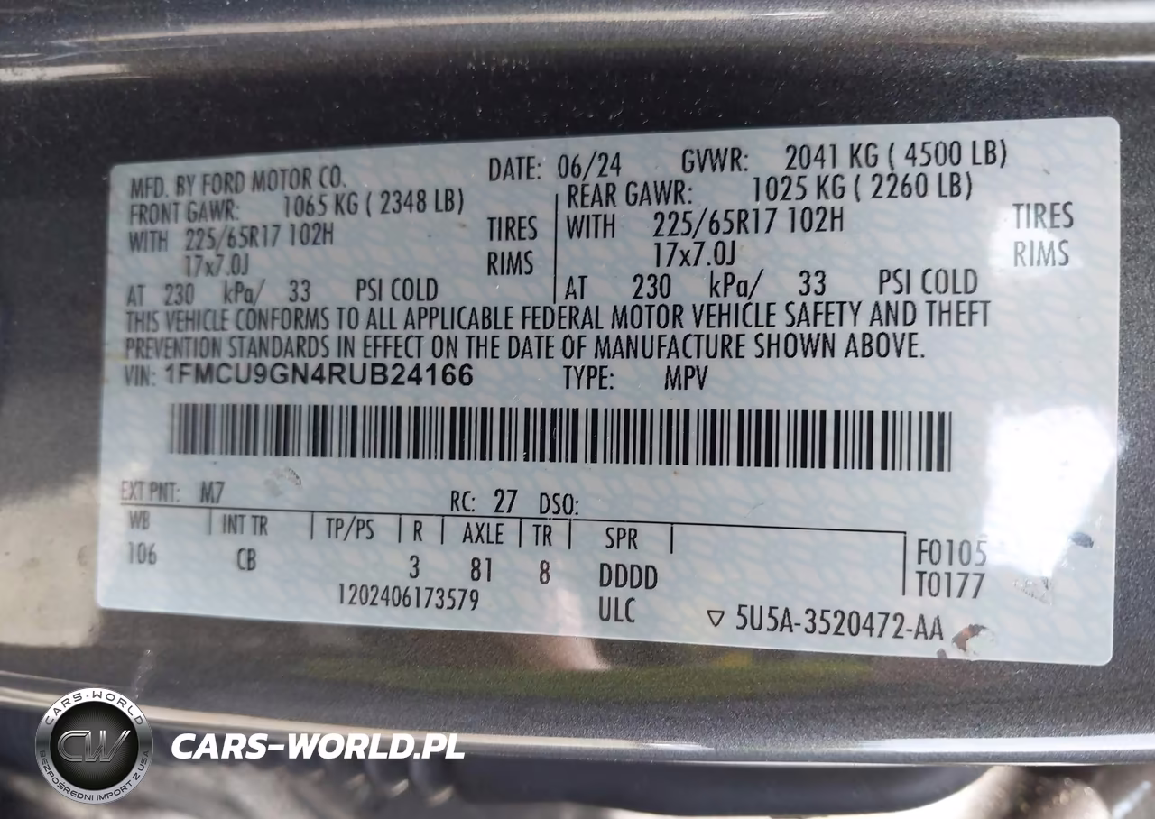 2024 Ford Escape Active VIN:1FMCU9GN4RUB24166 - 9