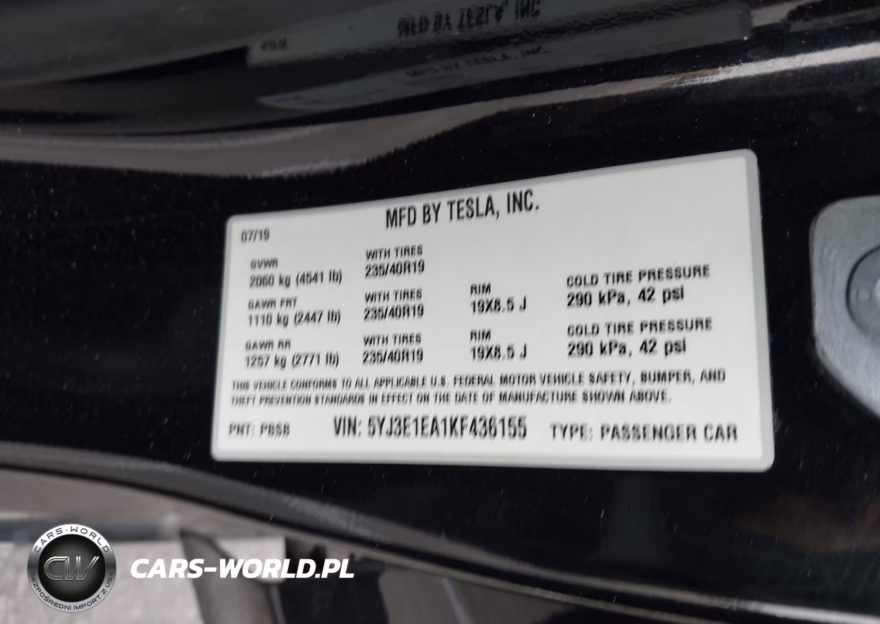 2019 Tesla Model 3 Long Range-Mid Range-Standard Range-Standard Range Plus VIN:5YJ3E1EA1KF436155 - 9