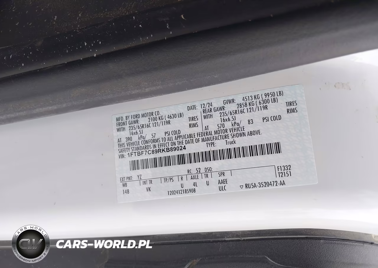 2024 Ford Transit-350 VIN:1FTBF7C89RKB89024 - 9