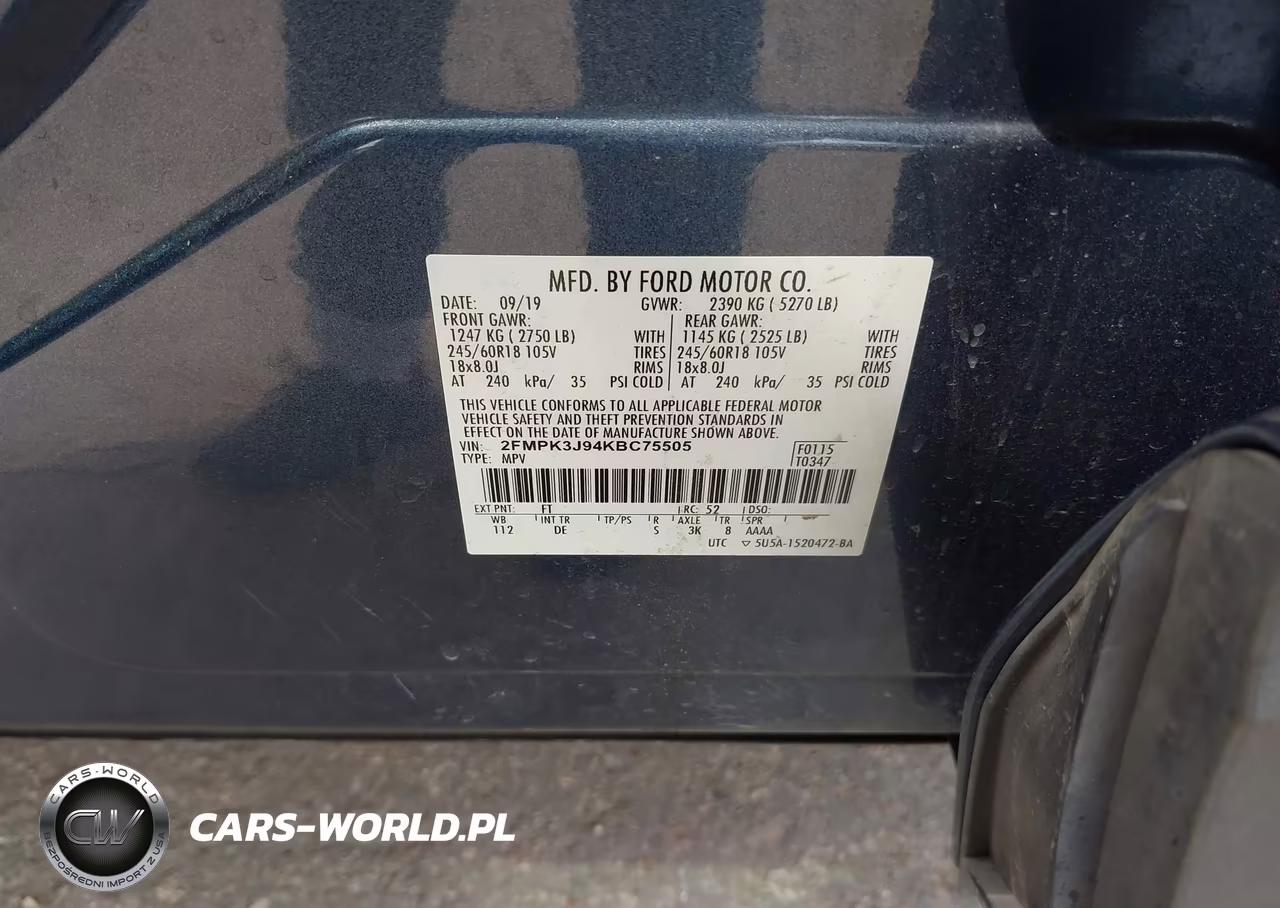 2019 Ford Edge Sel VIN:2FMPK3J94KBC75505 - 9