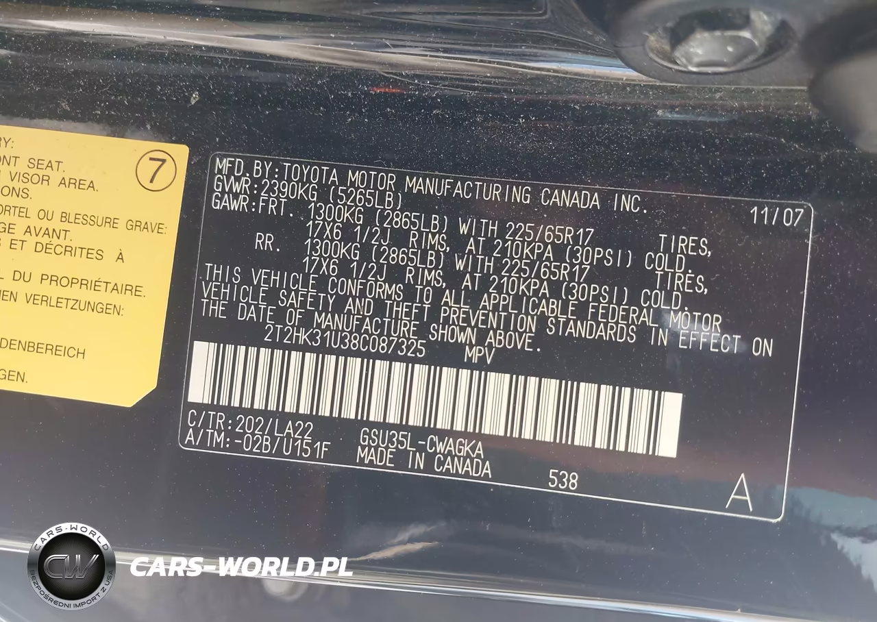 2008 Lexus Rx 350 VIN:2T2HK31U38C087325 - 9