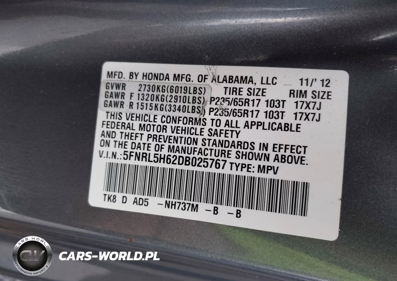 2013 Honda Odyssey Ex-L VIN:5FNRL5H62DB025767 - 9