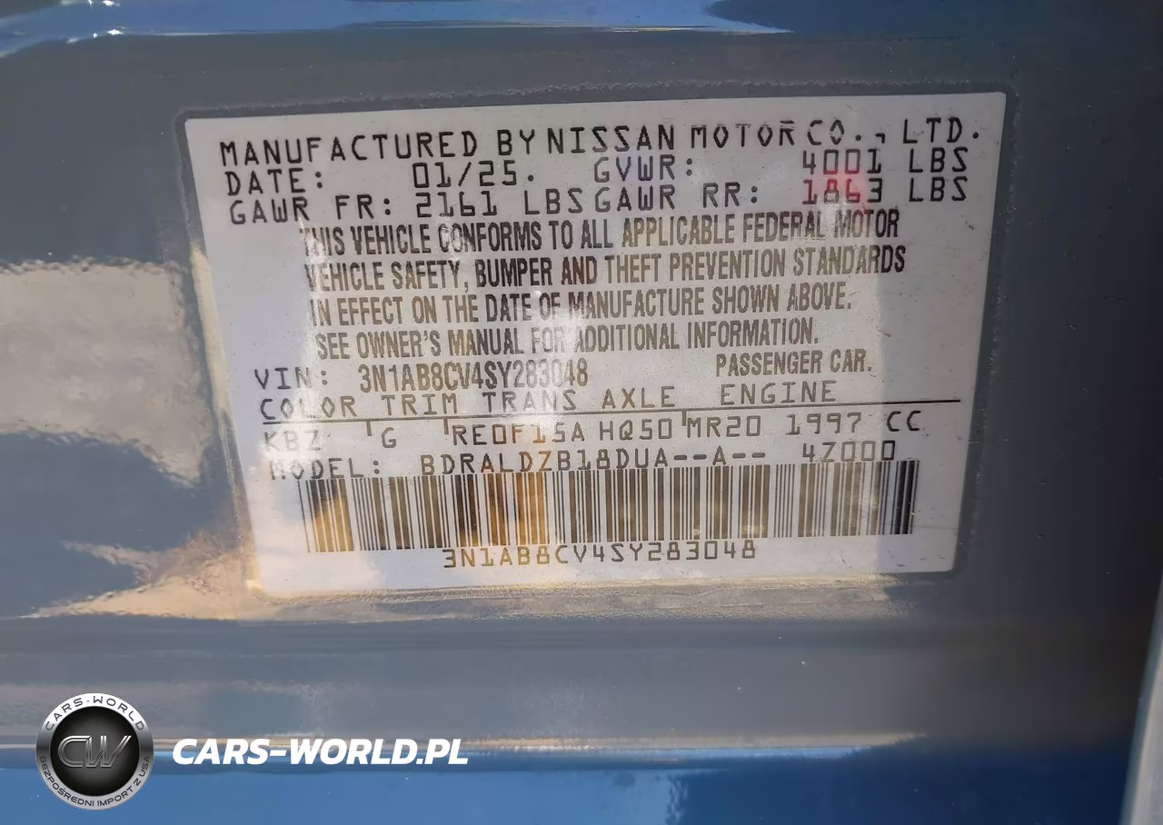 2025 Nissan Sentra Sv VIN:3N1AB8CV4SY283048 - 9