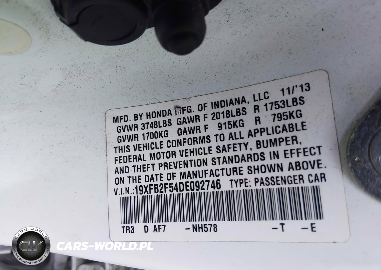 2013 Honda Civic Lx VIN:19XFB2F54DE092746 - 9