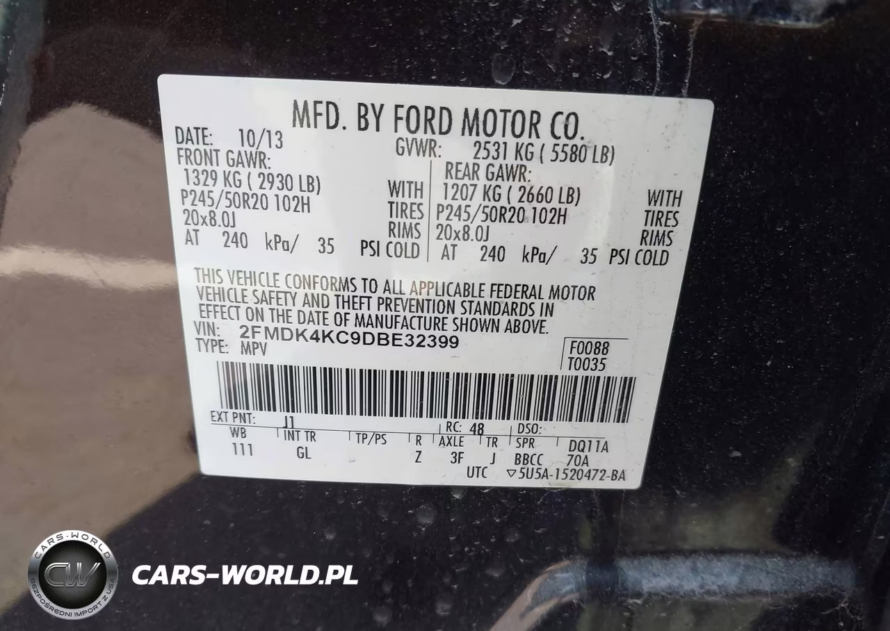 2013 Ford Edge Limited VIN:2FMDK4KC9DBE32399 - 9