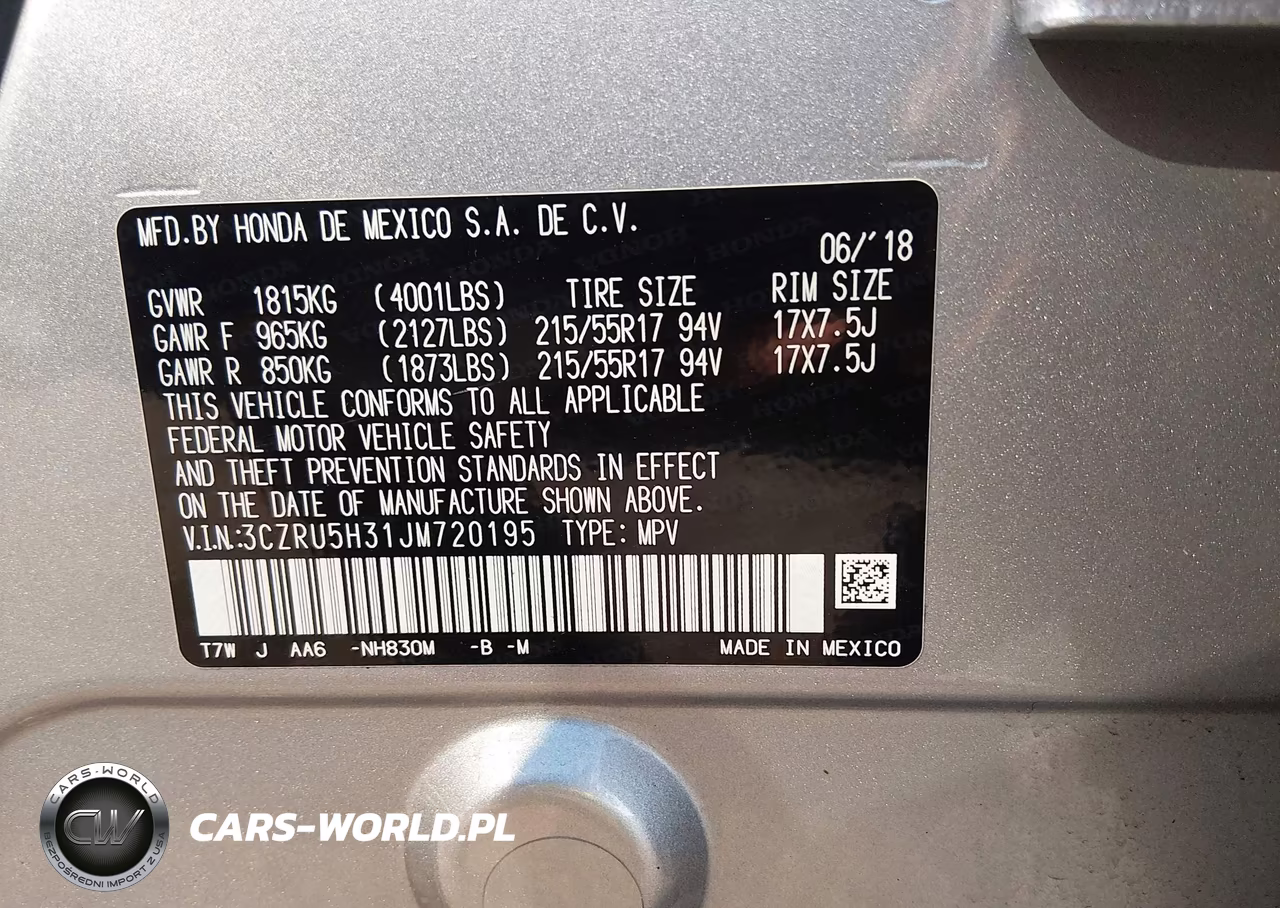 2018 Honda Hr-V Lx VIN:3CZRU5H31JM720195 - 9