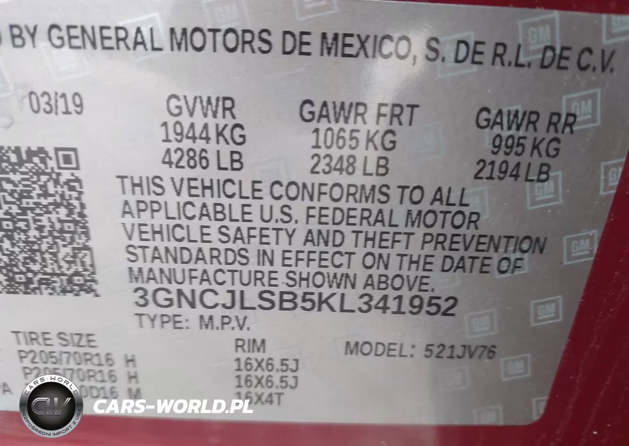 2019 Chevrolet Trax Lt VIN:3GNCJLSB5KL341952 - 9