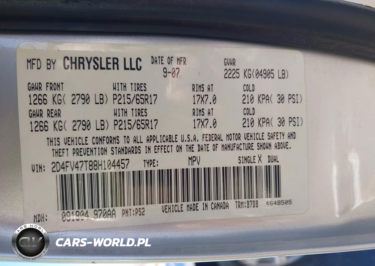 2008 Dodge Magnum VIN:2D4FV47T88H104457 - 9