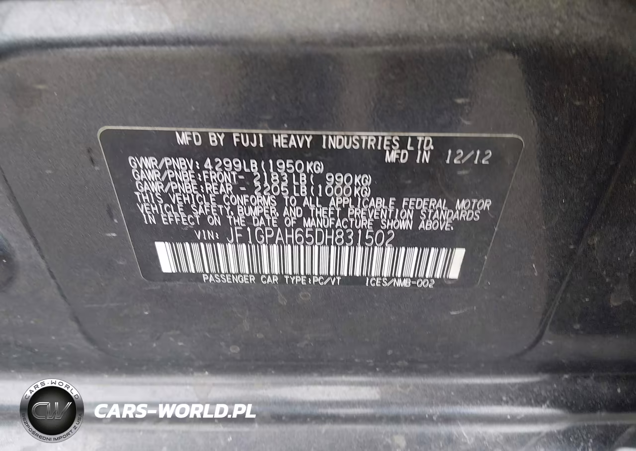2013 Subaru Impreza 2.0I Limited VIN:JF1GPAH65DH831502 - 9