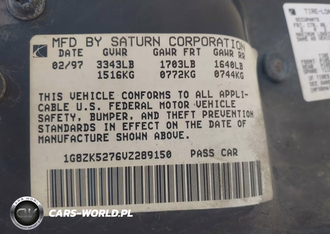 1997 Saturn Sl Sl2 VIN:1G8ZK5276VZ289150 - 9
