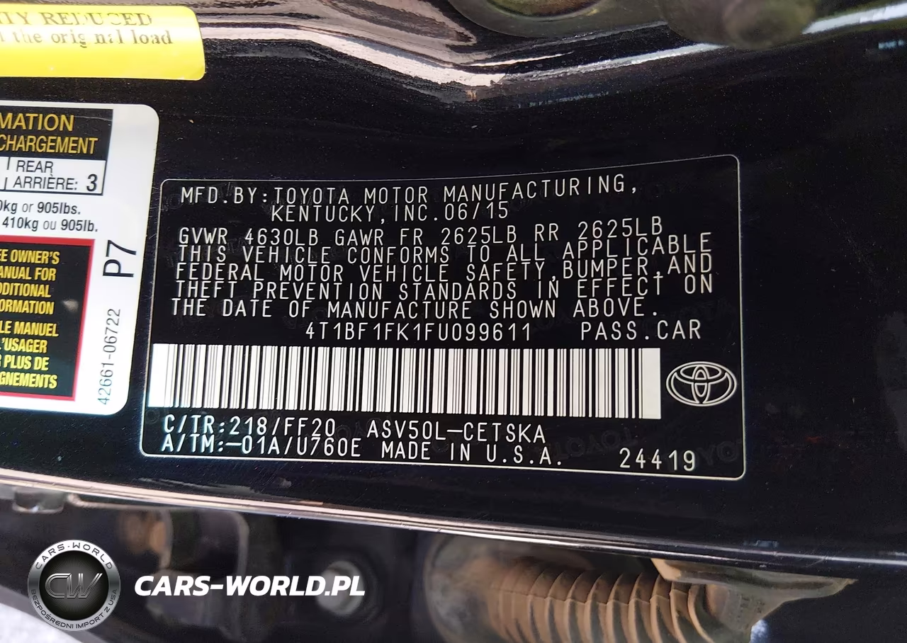 2015 Toyota Camry Se VIN:4T1BF1FK1FU099611 - 9